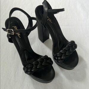 Nasty Gal Black Braided Strap Heels